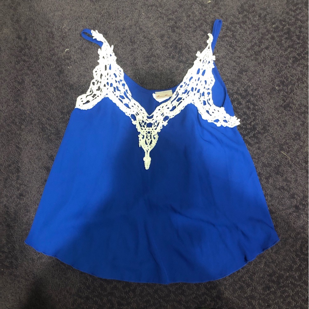 Royal Blue Fashion Magazine Lace Crop Top